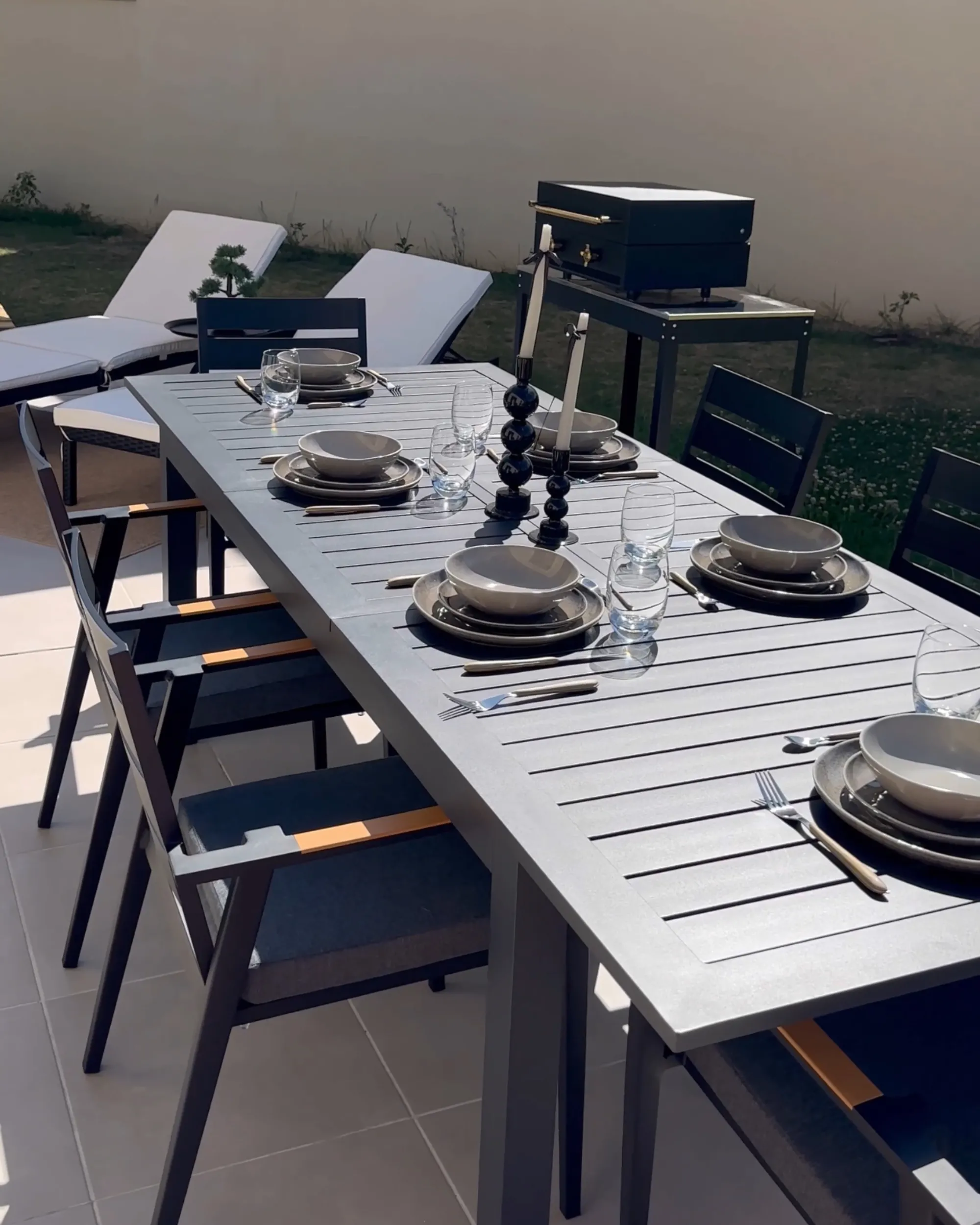 Set van 8 dinerborden COSTMARY Steengoed Grijs