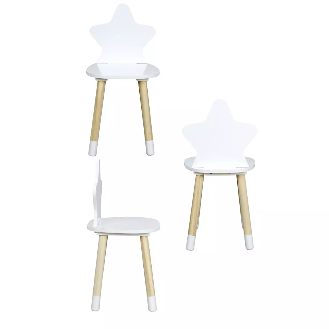 Chaise enfant bois (H54 cm) Etoile Blanche