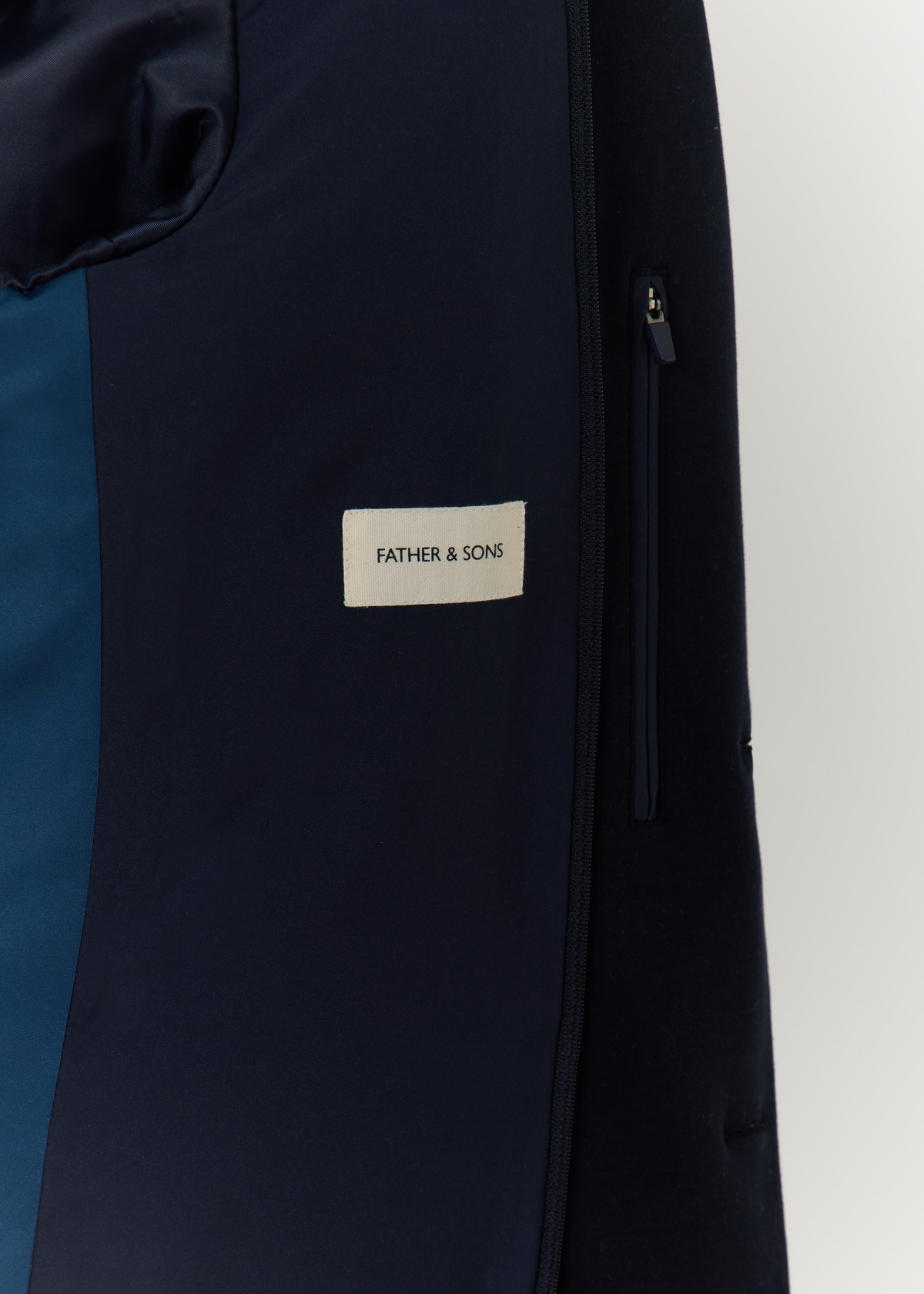 Veste coordonnable Regular en coton mélangé uni bleu marine à capuche amovible