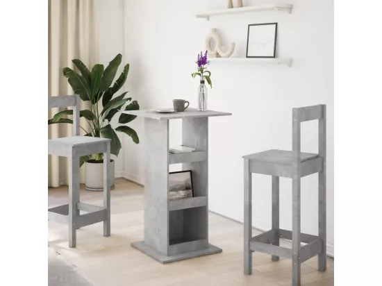 Table de bar avec rangement gris béton bois d'ingénierie