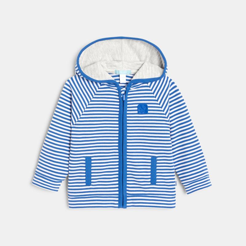 Sweat zippé en maille rayée crabe bleu bébé garçon Bleu