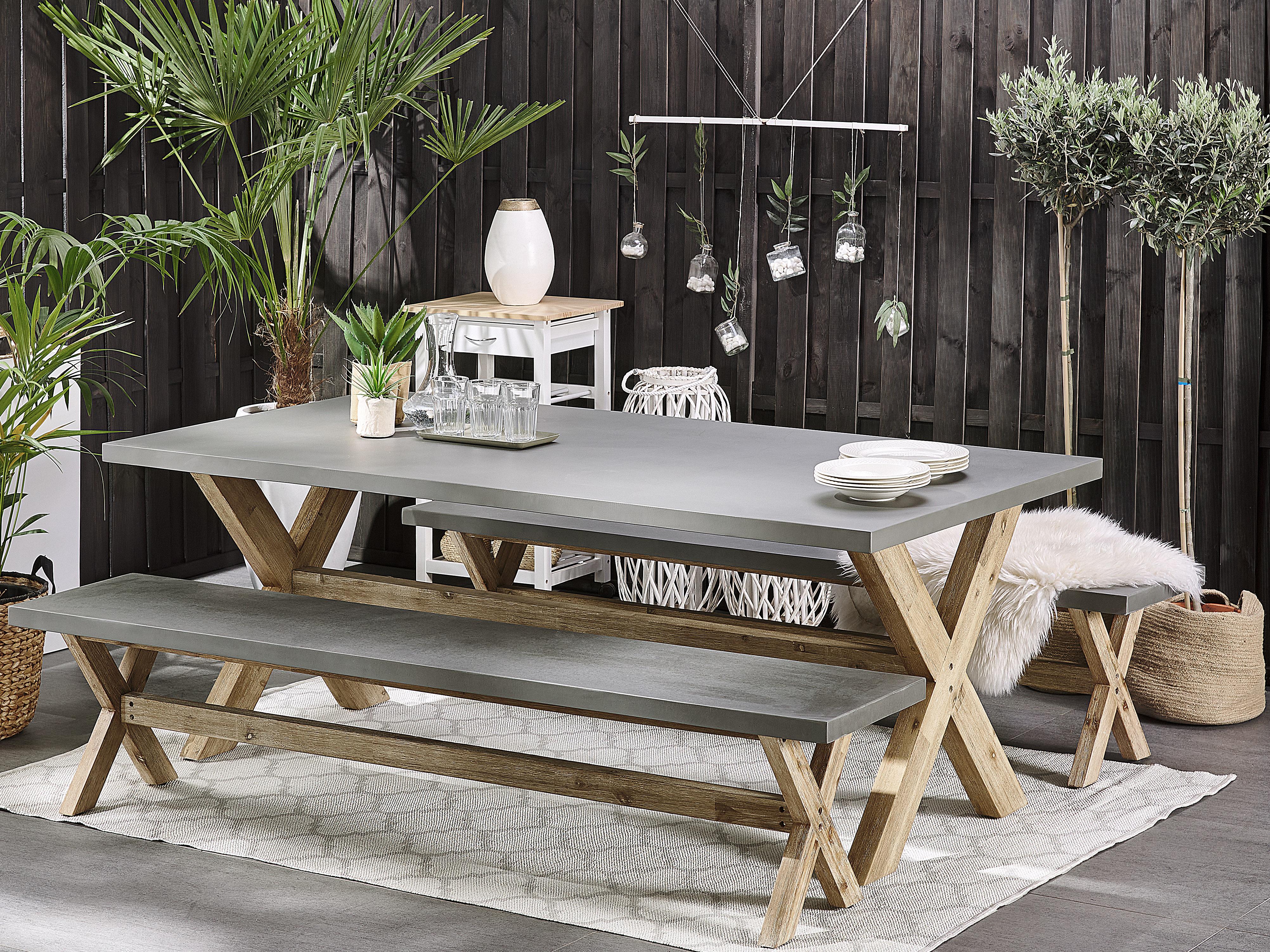 Tuinset met banken 6-zits OLBIA Beton Grijs