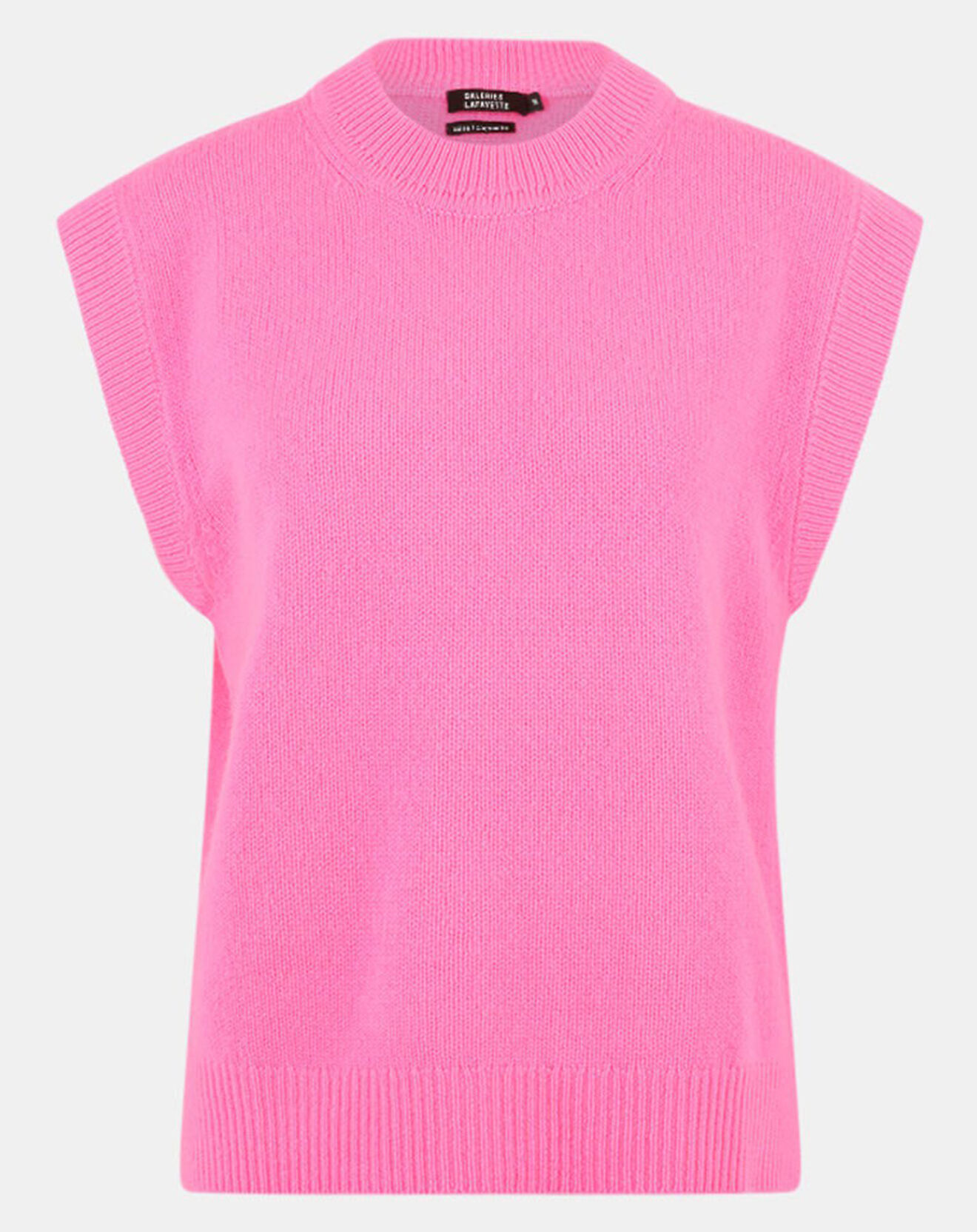 Galeries Lafayette Pull en Laine & Cachemire Solal sans manches rose