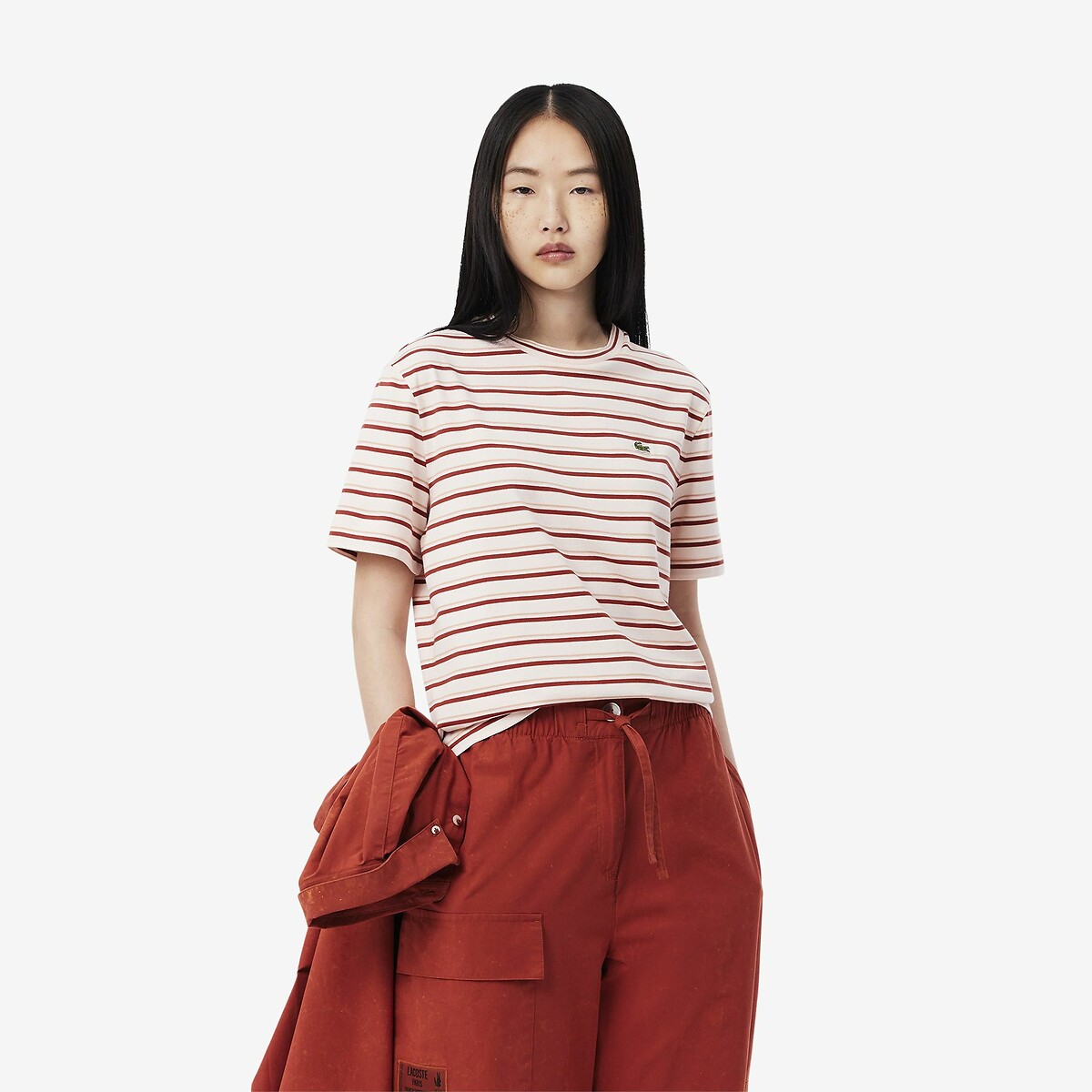 LACOSTE<br>Camiseta listrada de manga curta