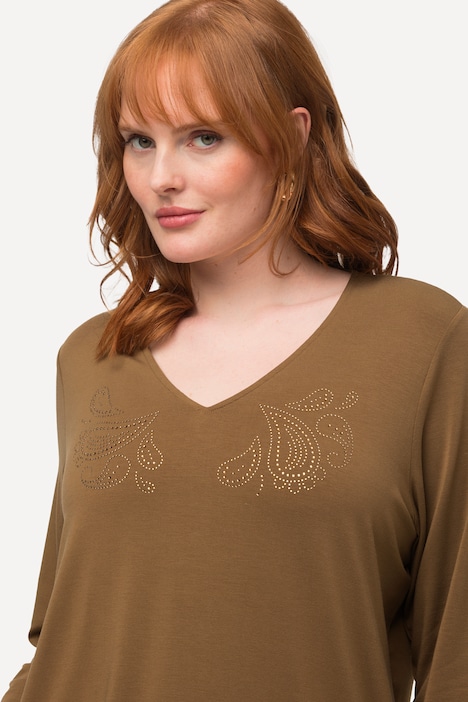 Shirt, Paisley-Design, Classic, V-Ausschnitt, 3/4-Arm