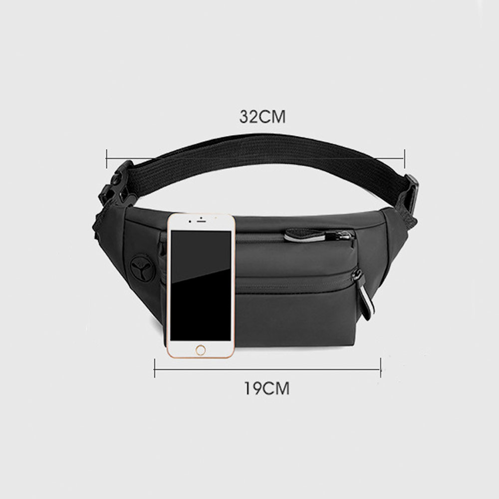 (33x15cm) Unisex Outdoor Schultertasche Wasserabweisende Crossbody Bag Bauchtasche - Schwarz