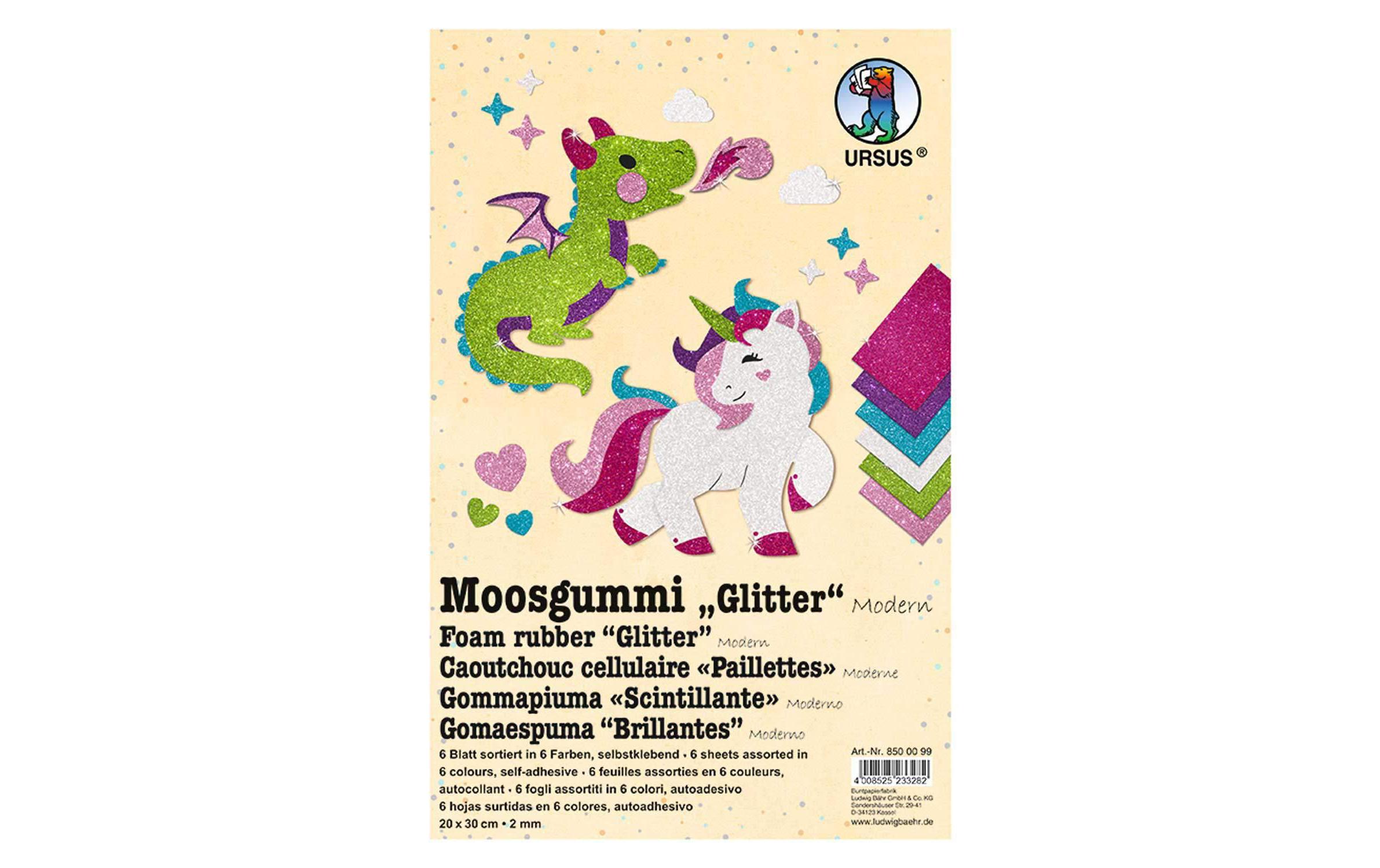 Moosgummi-Set Glitter Modern selbstklebend, 10 StückMoosgummi Glitter
