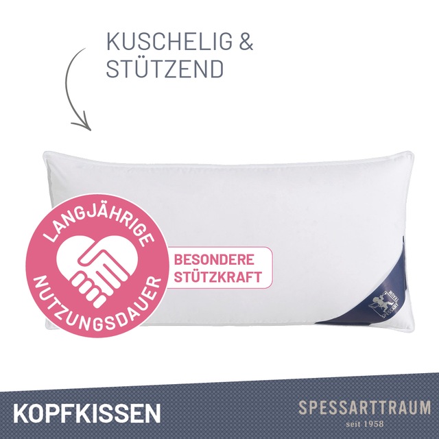 SPESSARTTRAUM Gänsefederkopfkissen »Premium, Kopfkissen 2-tlg. 40x80 oder 80x80 cm« Füllung: 100% Gänsefedern, Klasse 1, Downpass zertifiziert 1 Stk. tlg. Seitenschläfer & Rückenschläfer, Hergestellt in Deutschland