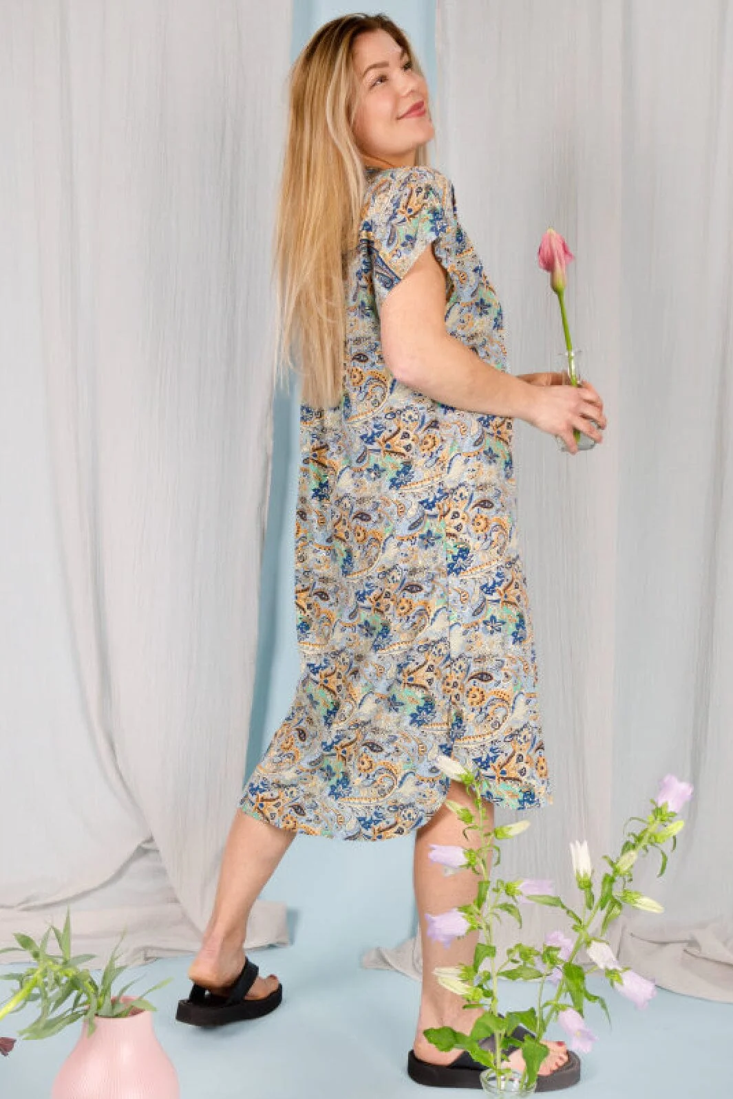 Black Colour Bcluna Andrea S/S Dress botanical blue