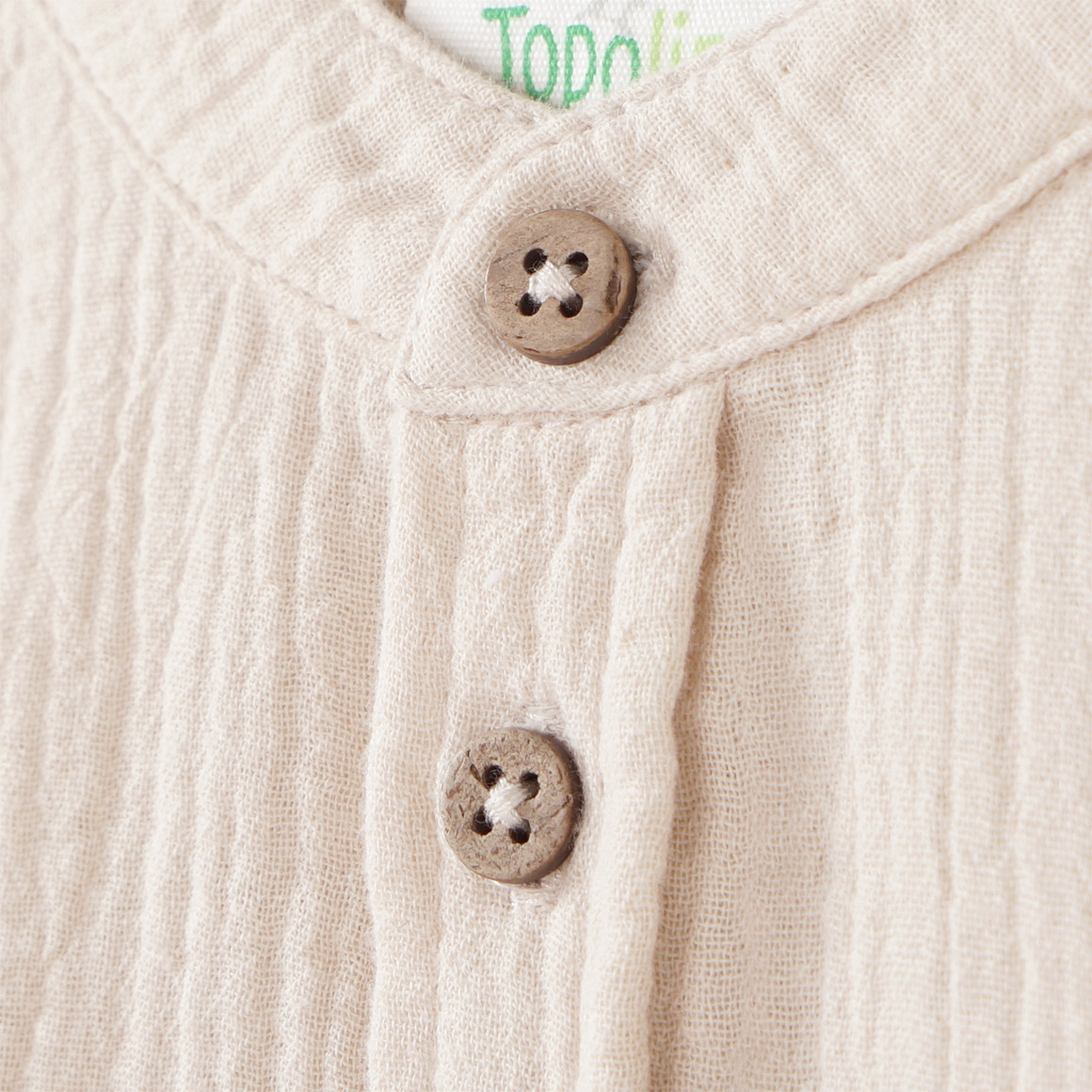 Topolino Pure Collection Jungen Musselin-Hemd mit Stehkragen hellbeige
