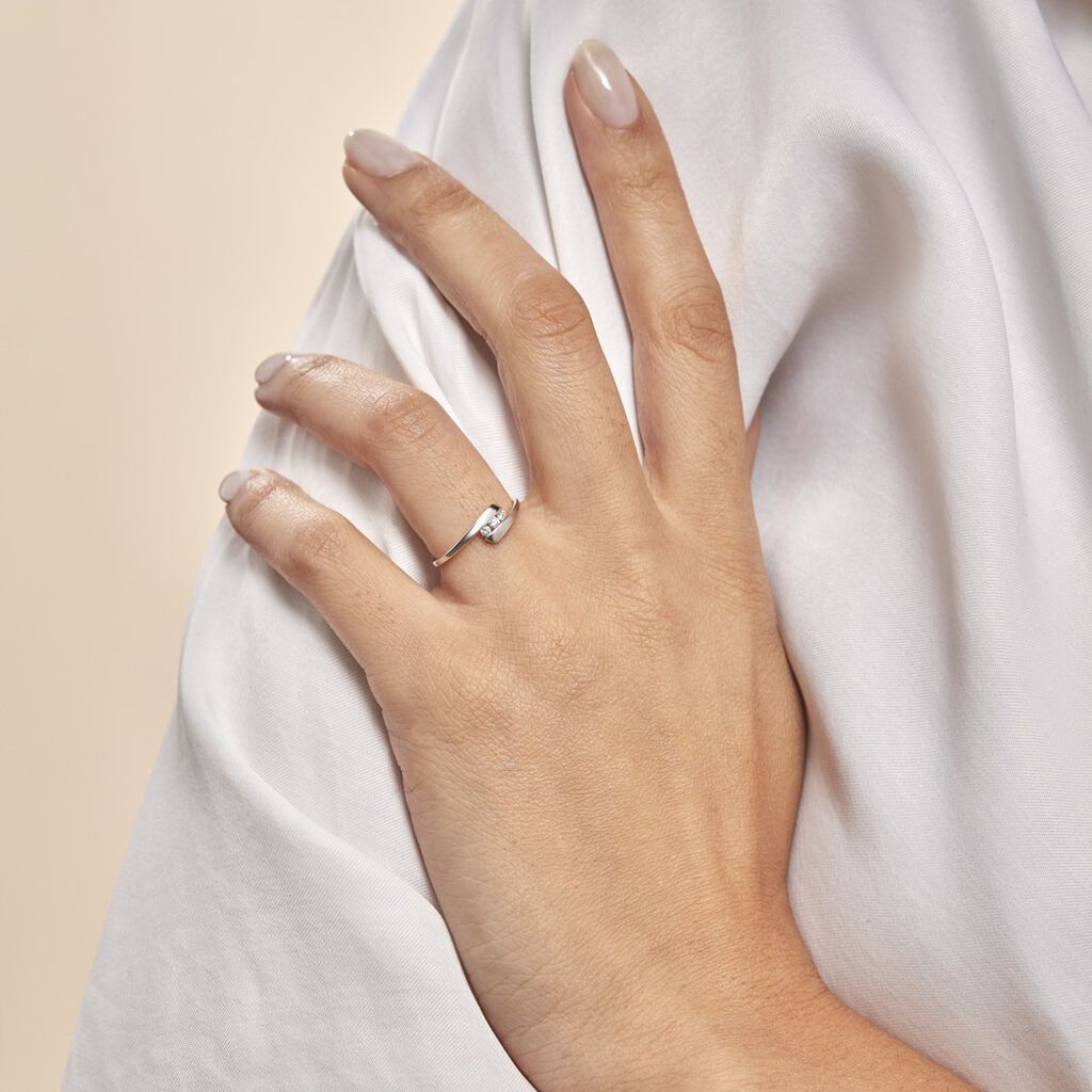 Bague Trilogie Or Blanc Diamant