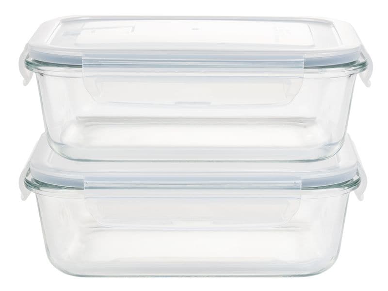 FURBER Vorratsbehälter Glas, 2 Stück, 1 L Spülmaschinenfeste und auslaufsichere Frischhaltedosen