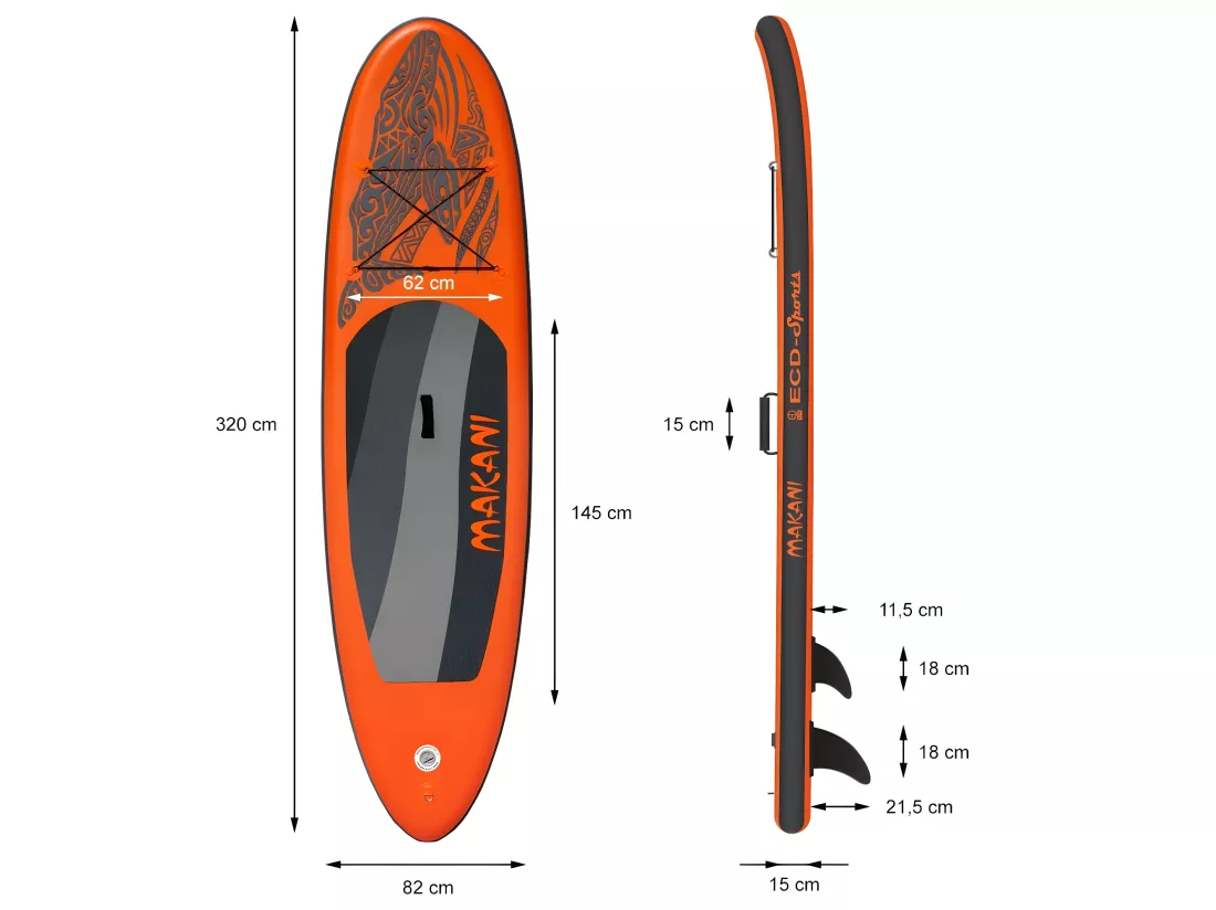Stand up paddle board SUP Makani orange 320 cm ECD Germany