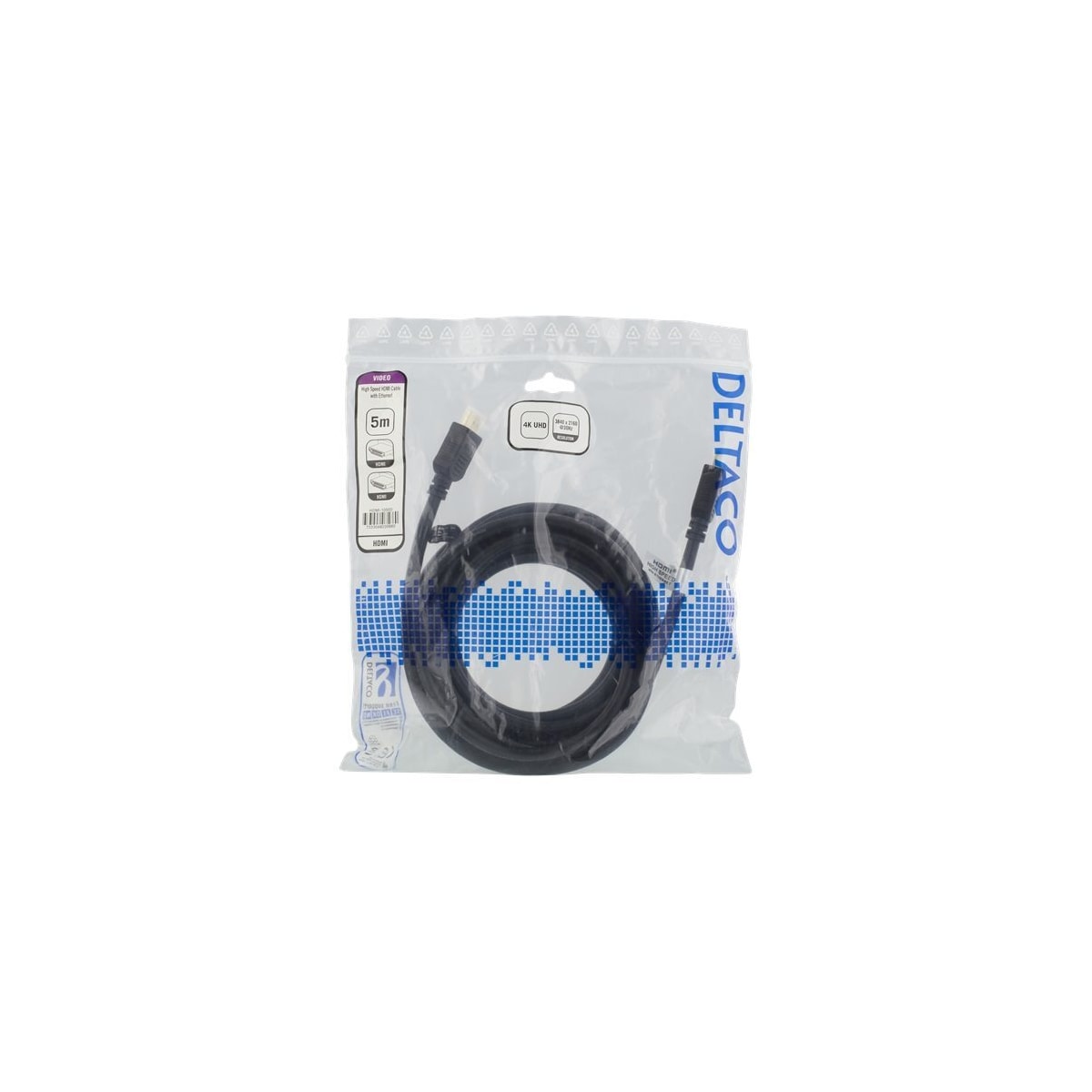 High-Speed HDMI-kabel, 5m, Ethernet, 4K UHD, svart