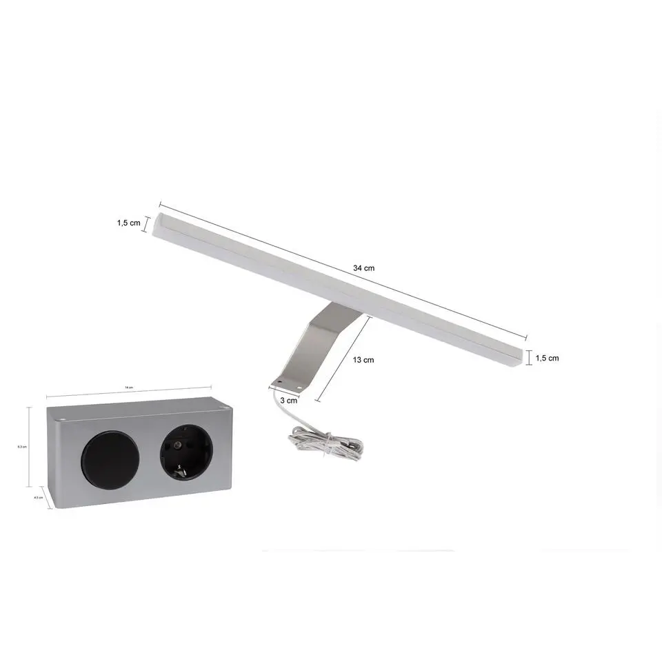 Hioshop Linus spiegelkast 3 deuren met licht zwart