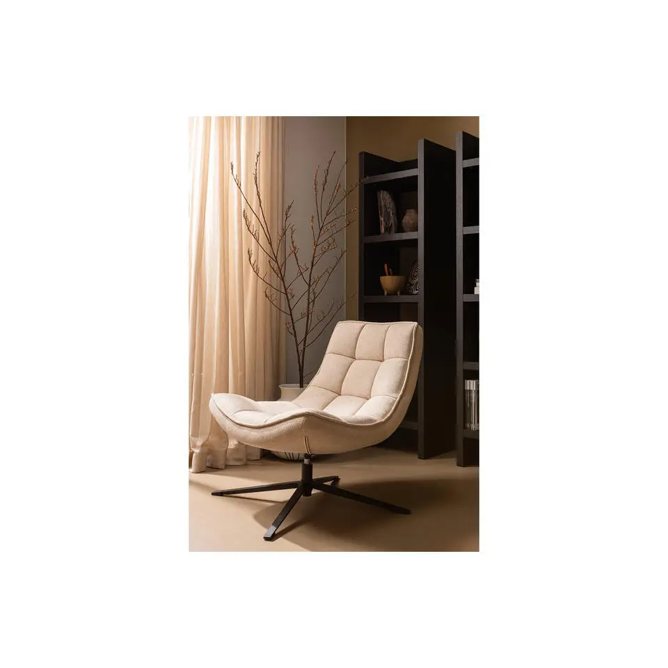 WOOOD Maudi Draaifauteuil - Polyester - Naturel - 84x74x86