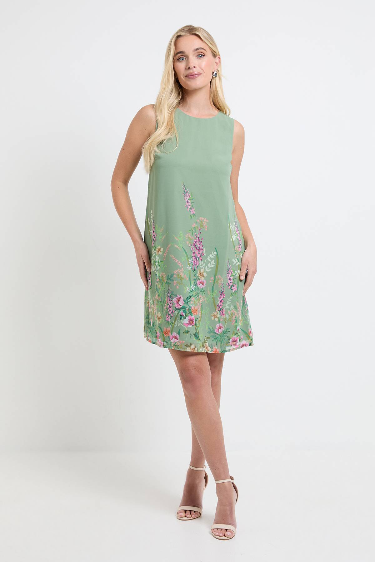 Wallis Robe Droite En Mousseline À Fleurs Sans Manches Petite