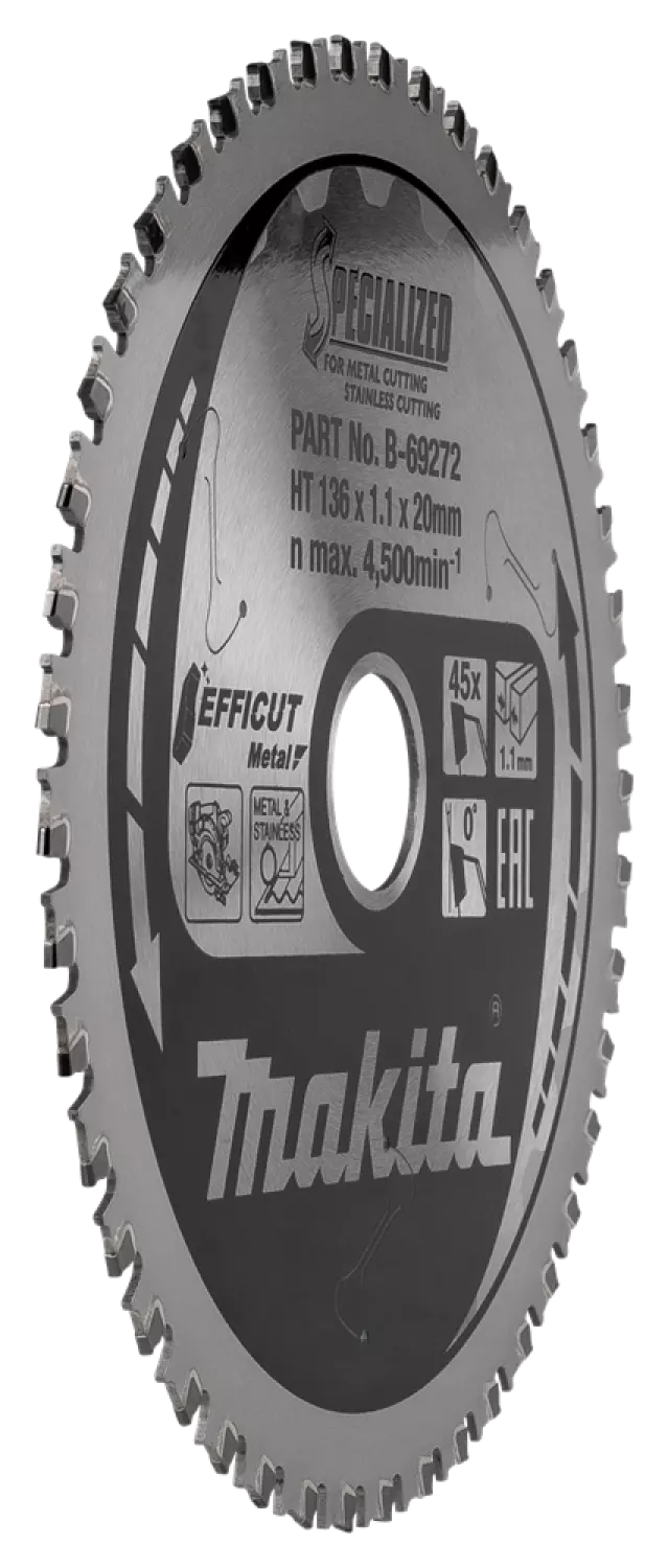Makita B-69272 Efficut Cirkelzaagblad RVS/Staal - 136x20x1,1mm 45T