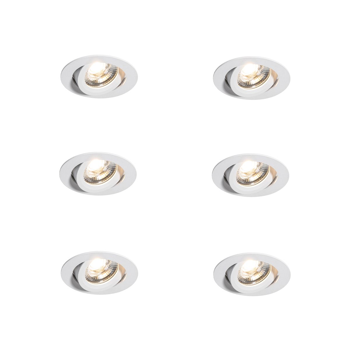 Set van 6 moderne inbouwspots wit 8,2cm incl. LED IP54 ultra slim - Pupil