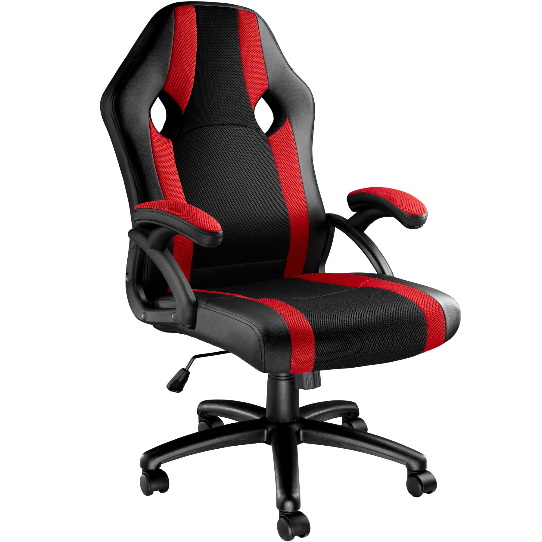tectake® Bürostuhl, ergonomische Form, Kunstlederbezug mit Mesh-Gewebe, Belastbarkeit 120 kg