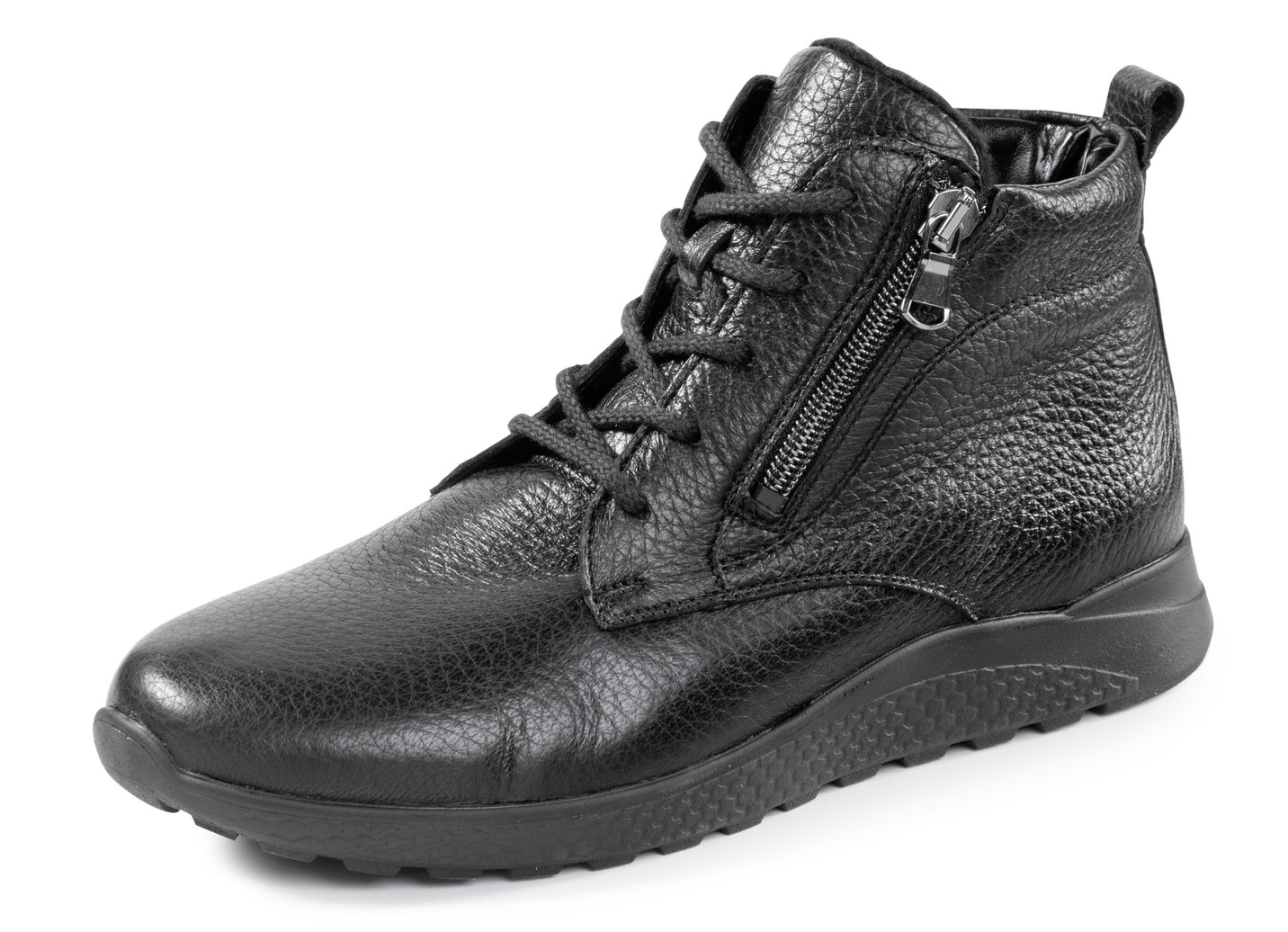 Waldläufer Schnür-Stiefelette aus genarbtem Hirsch-Nappaleder