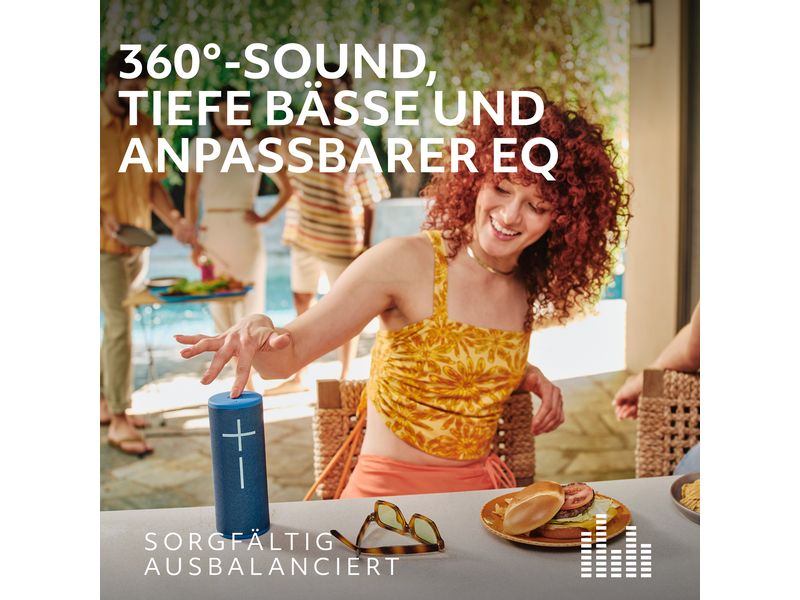 Ultimate Ears Bluetooth Speaker BOOM 4 Schwarz Portabler Lautsprecher, wasserdicht, mit ausgewogenem 360°-Sound und tiefen Bässe