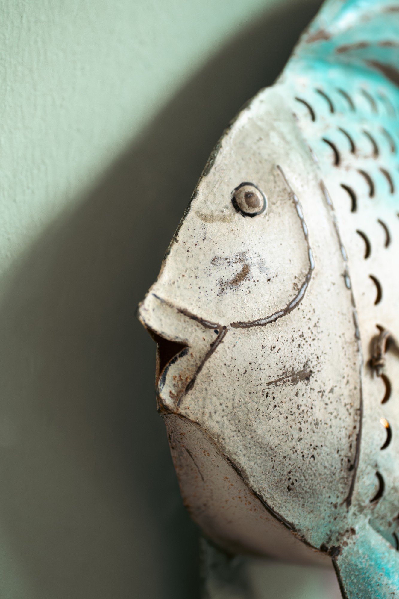 Hängelaterne 'Poisson', blau-weiß, B 56 cm, H 42 cm, L 10 cm von fischer's lagerhaus