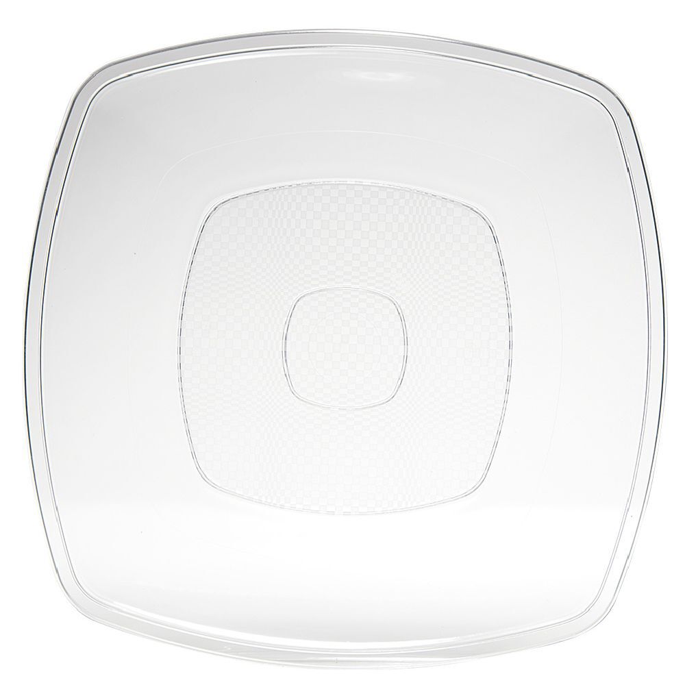 Lot de 6 assiettes carrées plastique transparent à bord arrondi 18,5x18,5 cm