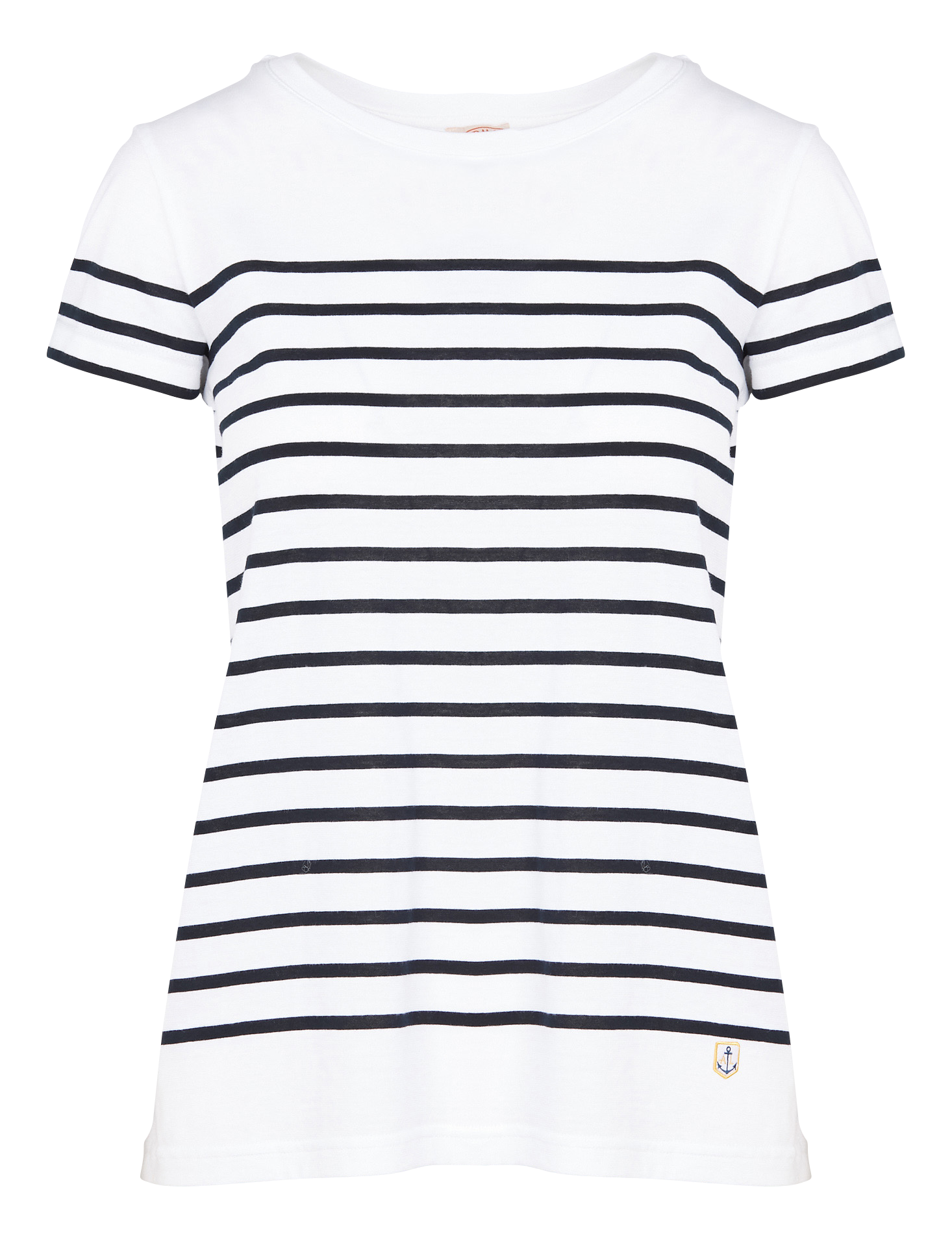 Tee-shirt col rond rayé en coton | Blanc