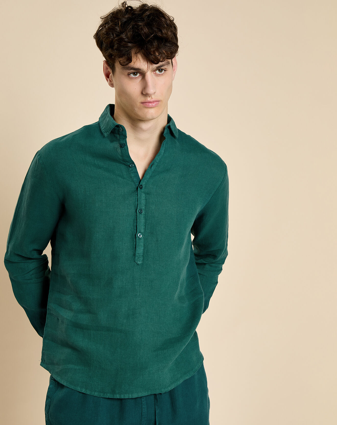 Harris Wilson Chemise 100% Lin Danish fougère
