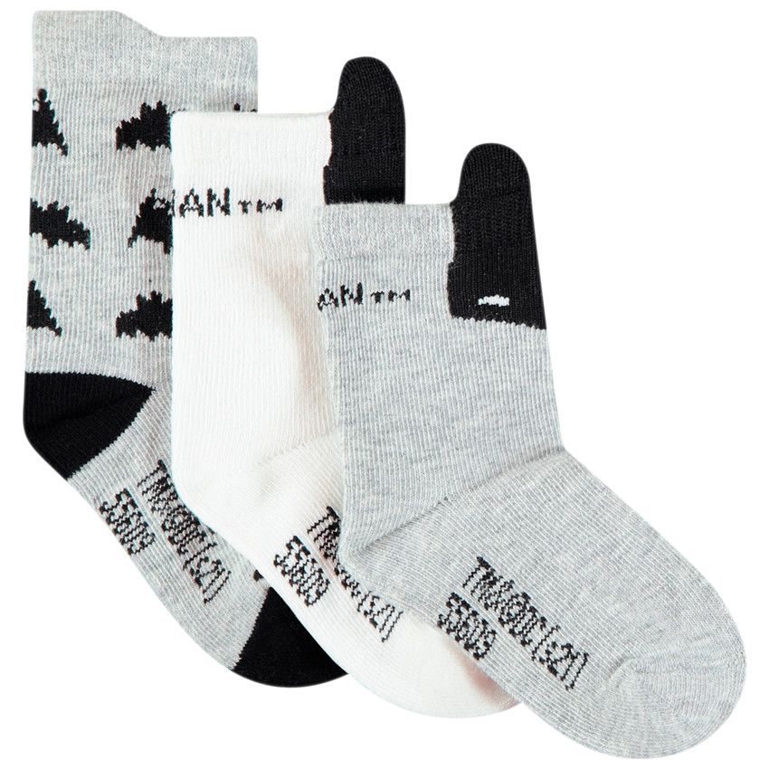 Lot de 3 paires de chaussettes motif Warner Batman pour bébé garçon - Gris chiné