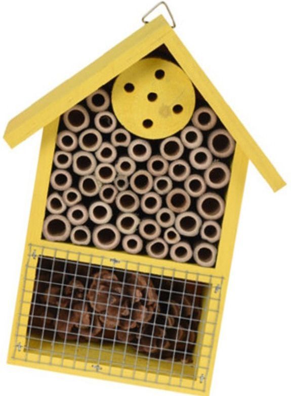 Geel insectenhotel 20 cm - Hotel/huisje voor insecten - Bijenhuis/vlinderhuis