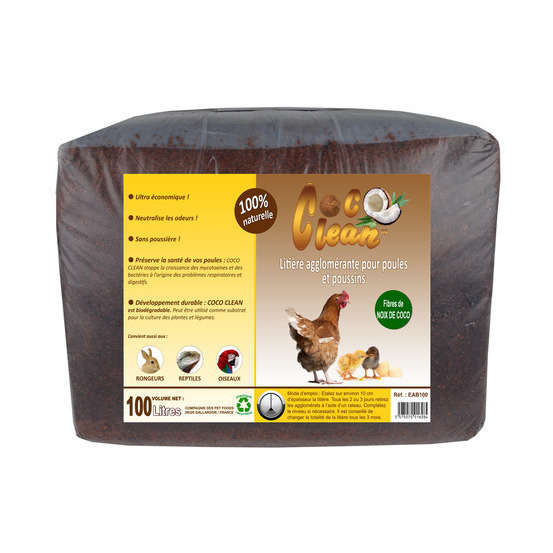 Litière agglomérante coco clean pour poules : 100 litres
