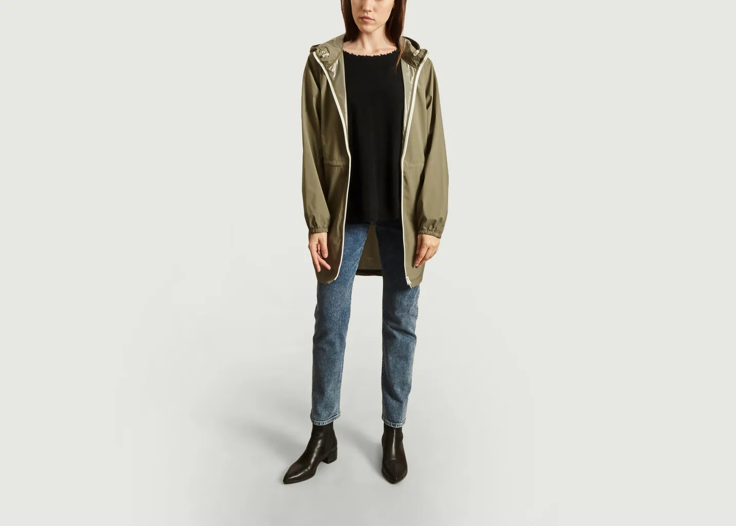 Imperméable long en toile recyclée Amelot Flotte