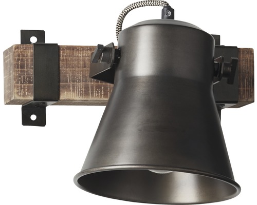Wandspot, 1-lichts, 24 cm breed, bruin/zwart-staal