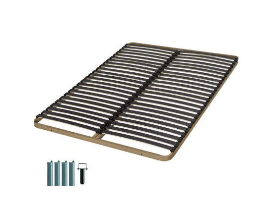 Sommier à lattes + pieds 120x190 Theta - 48 lattes bois - Fabrication française