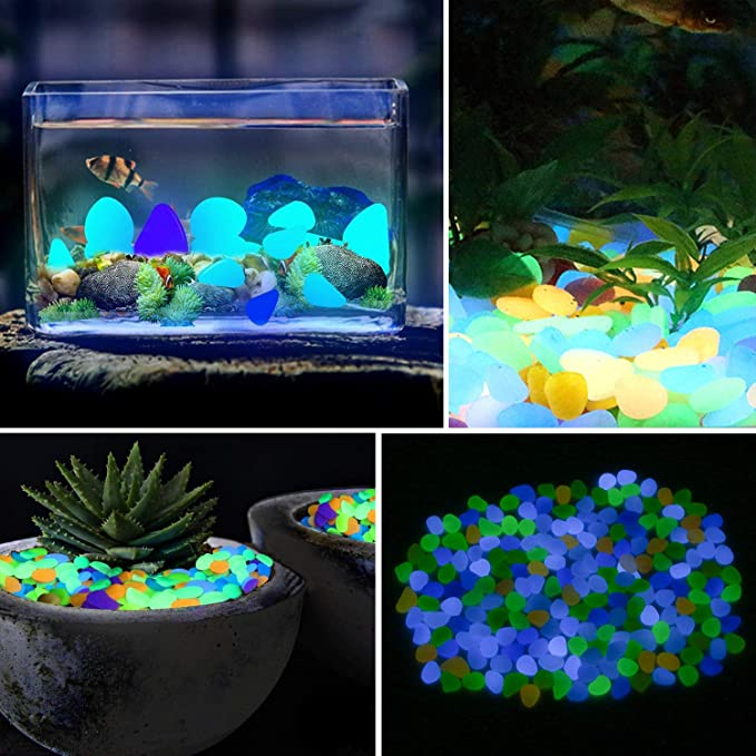 (100er Set) 10mm Fluoreszierende Pebble Steine Leuchtende Mini Kieselsteine für Home / Garten / Aquarium Deko - Rosa