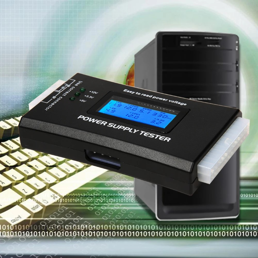 Digitaler PC Netzteil Spannungstester   LCD Display mit 20/24-pol. für ATX / mATX / mini-ATX / ITX (inkl. Warnsignal)