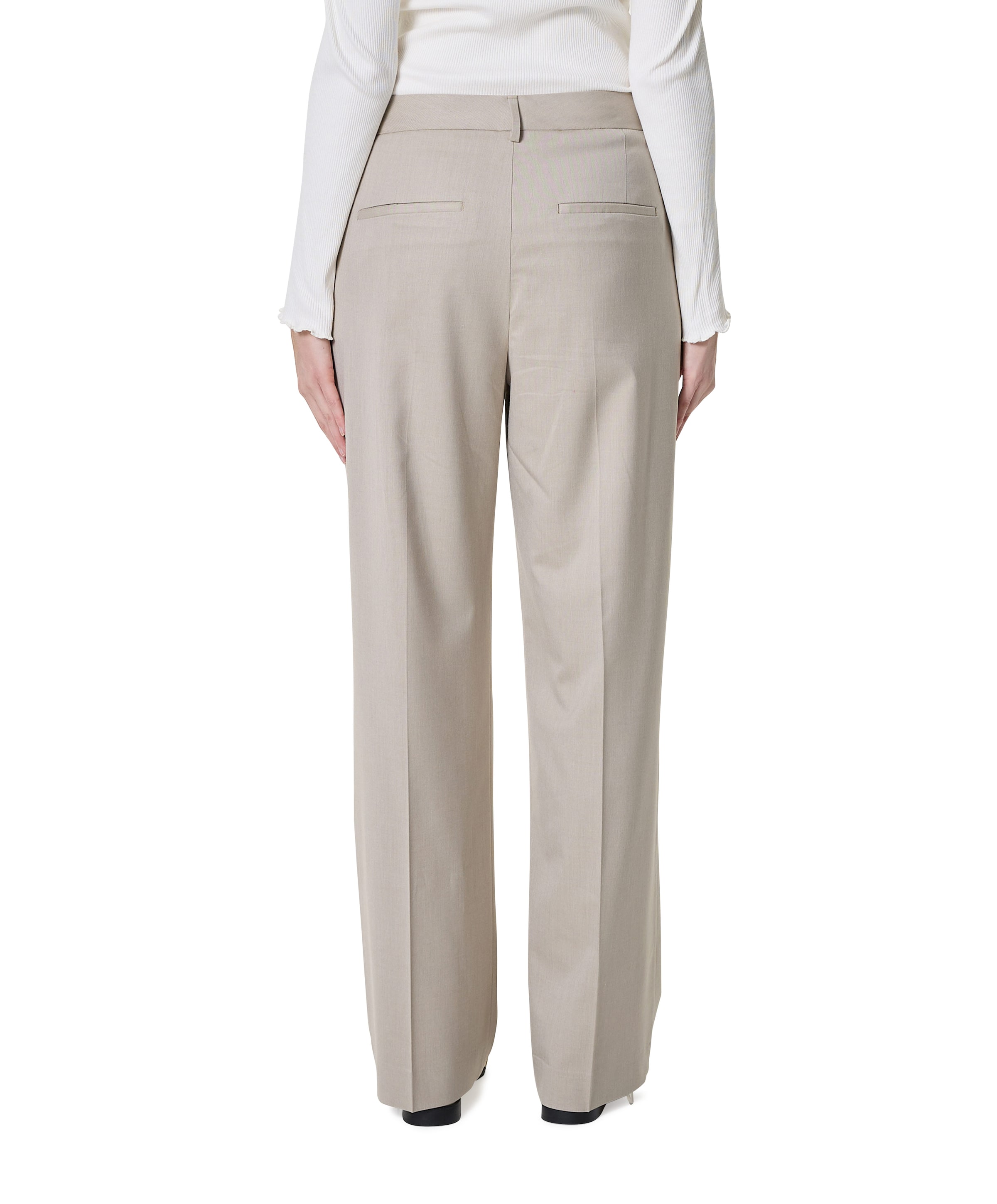 Selected SLFWIDE LISA MW dames pantalon beige