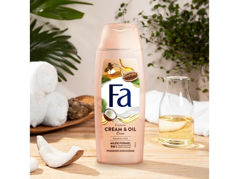 Fa Duschcreme und -Öl Kakao 250 ml Pflegedusche mit verwöhnendem Duft von Kakaobutter