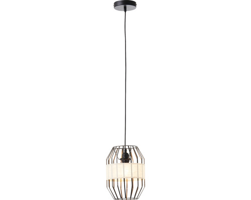 Hanglamp, 1-lichts, HxØ 120x23 cm, zwart/naturel