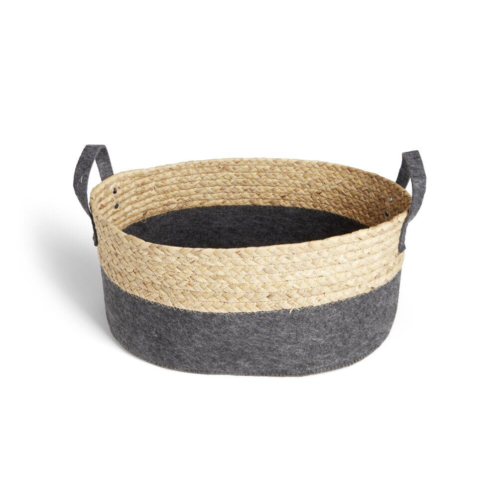 Panière jacinthe d'eau feutrine beige et gris foncé 40x30xH18cm