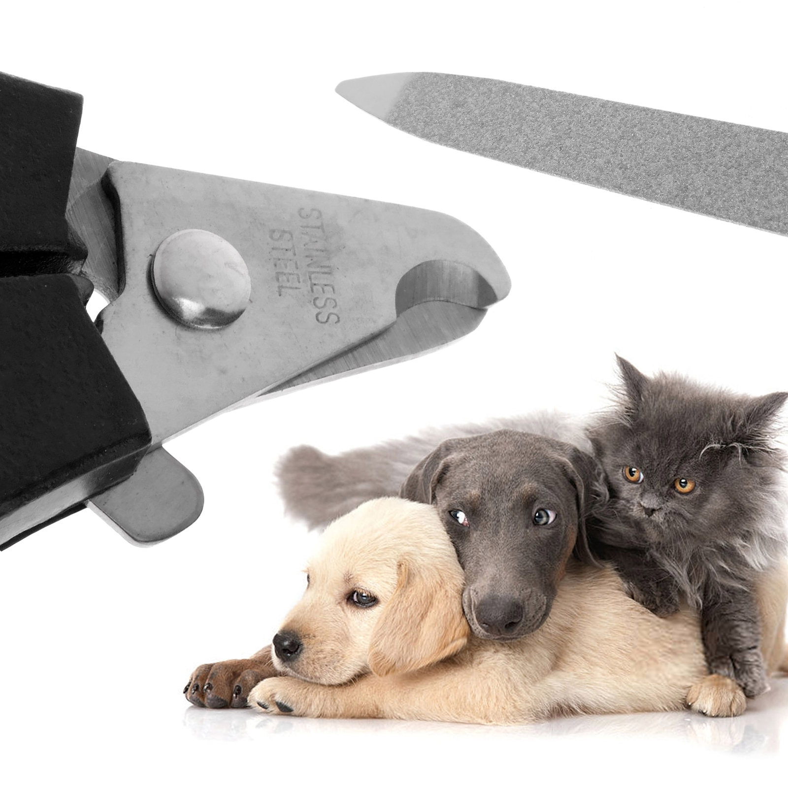 Cortador de unhas para cães e gatos. Aparador e lixa de unhas para animais de estimação.