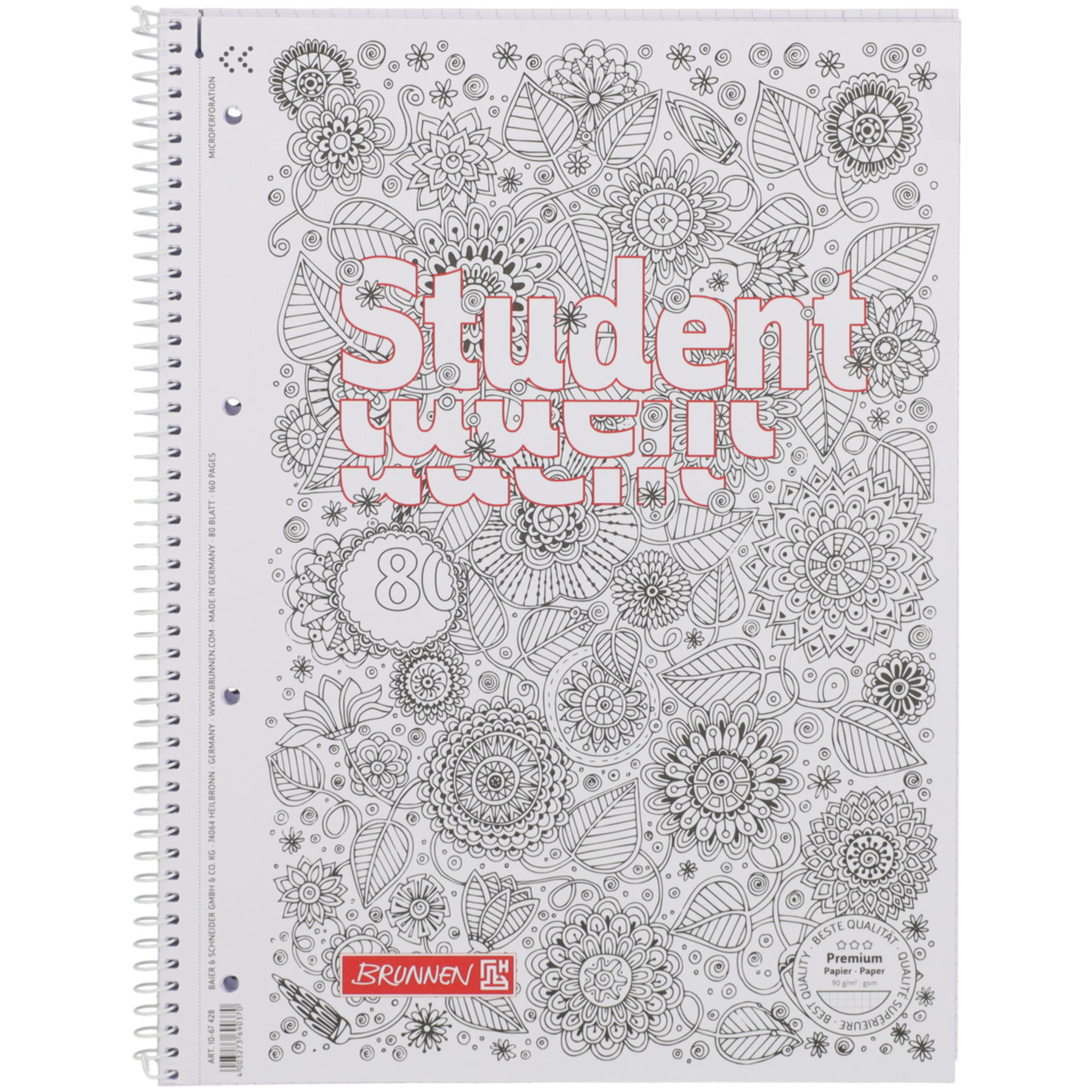 Collegeblock A4 kariert Flora Zenart