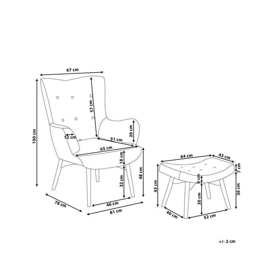 VEJLE II - Fauteuil met hocker - Donkergroen - Bouclé