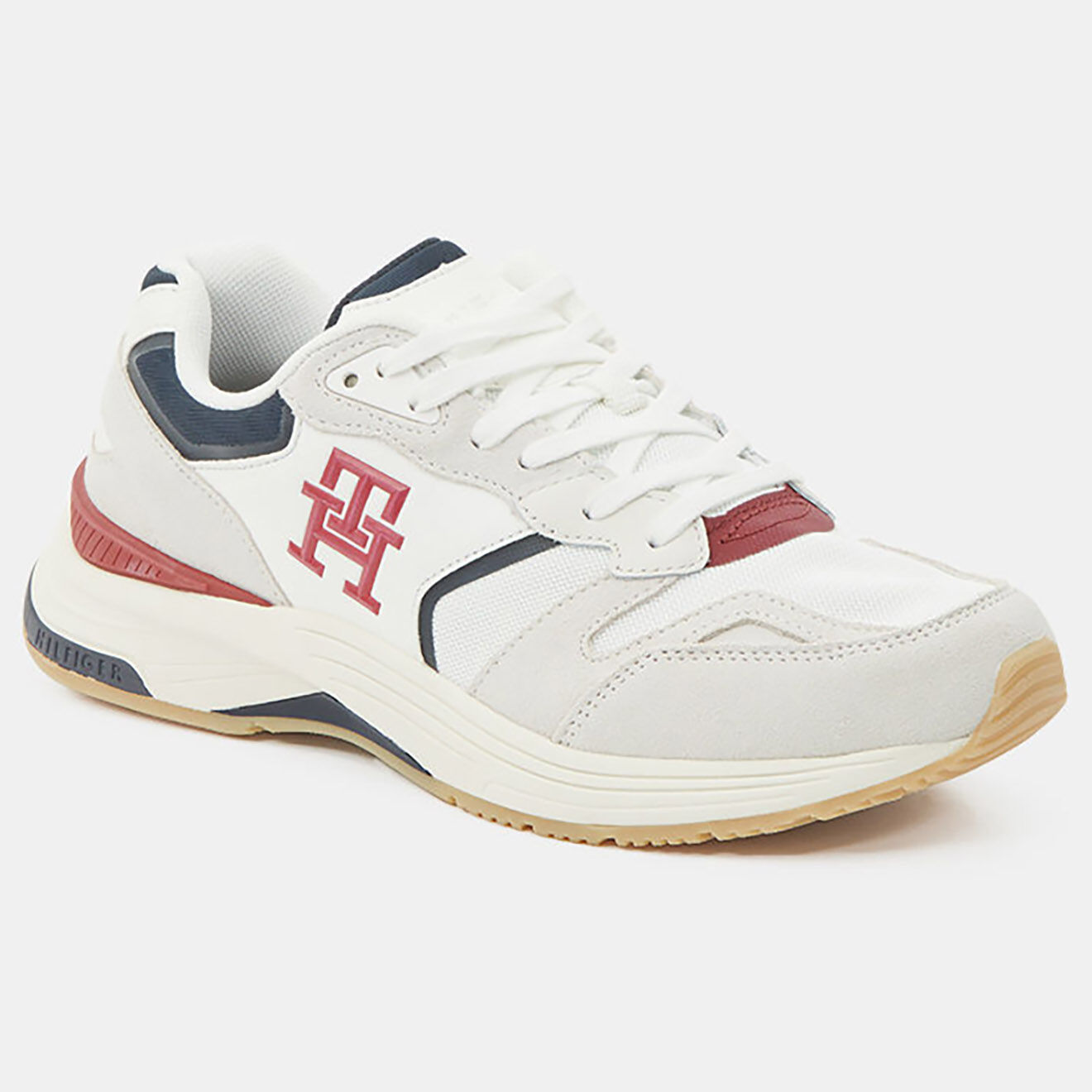Tommy Hilfiger Baskets running en Cuir Modern Prep écru/marine/rouge