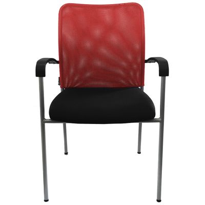 Chaise JULIA - avec accoudoirs - assise noire et dossier rouge