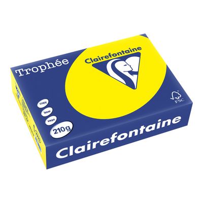 Clairefontaine Trophée - Papier couleur - A4 (210 x 297 mm) - 210 g/m² - Ramette de 250 feuilles - jaune soleil