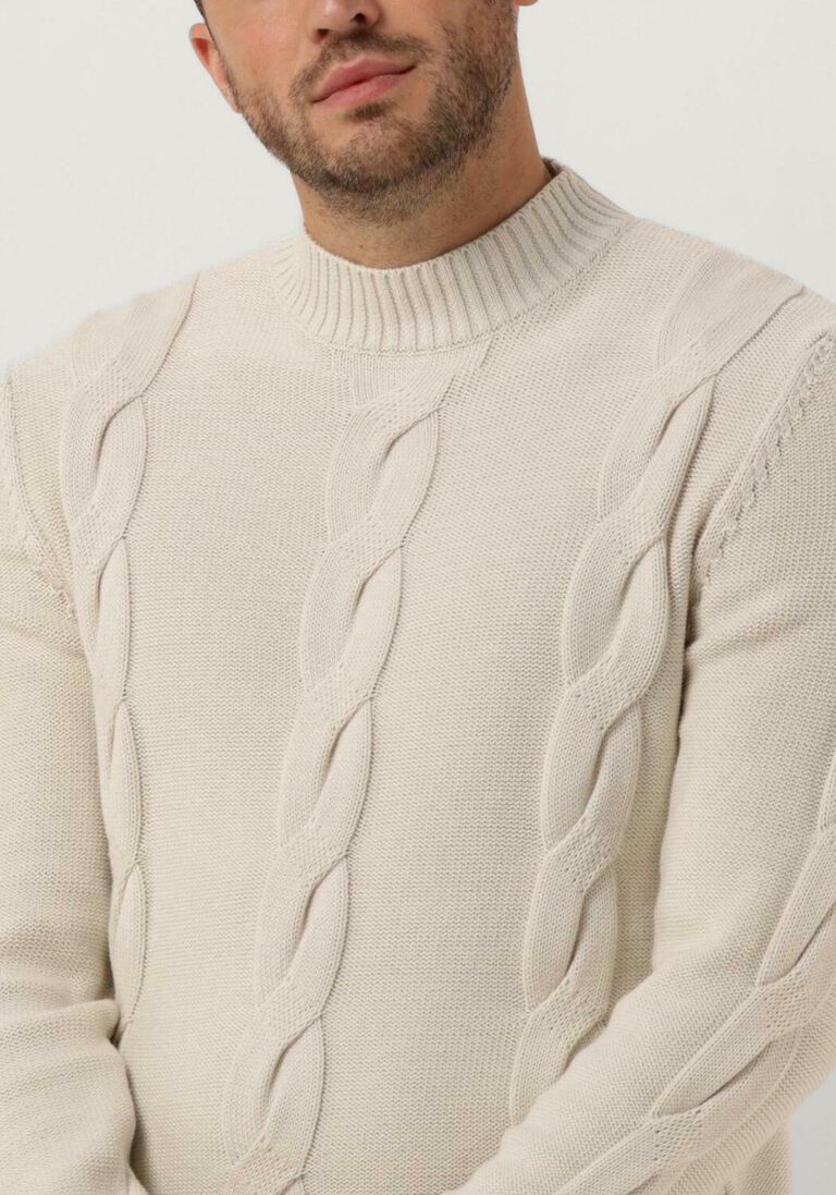 PUREWHITE gebroken wit purewhite trui mockneck knit with cable details