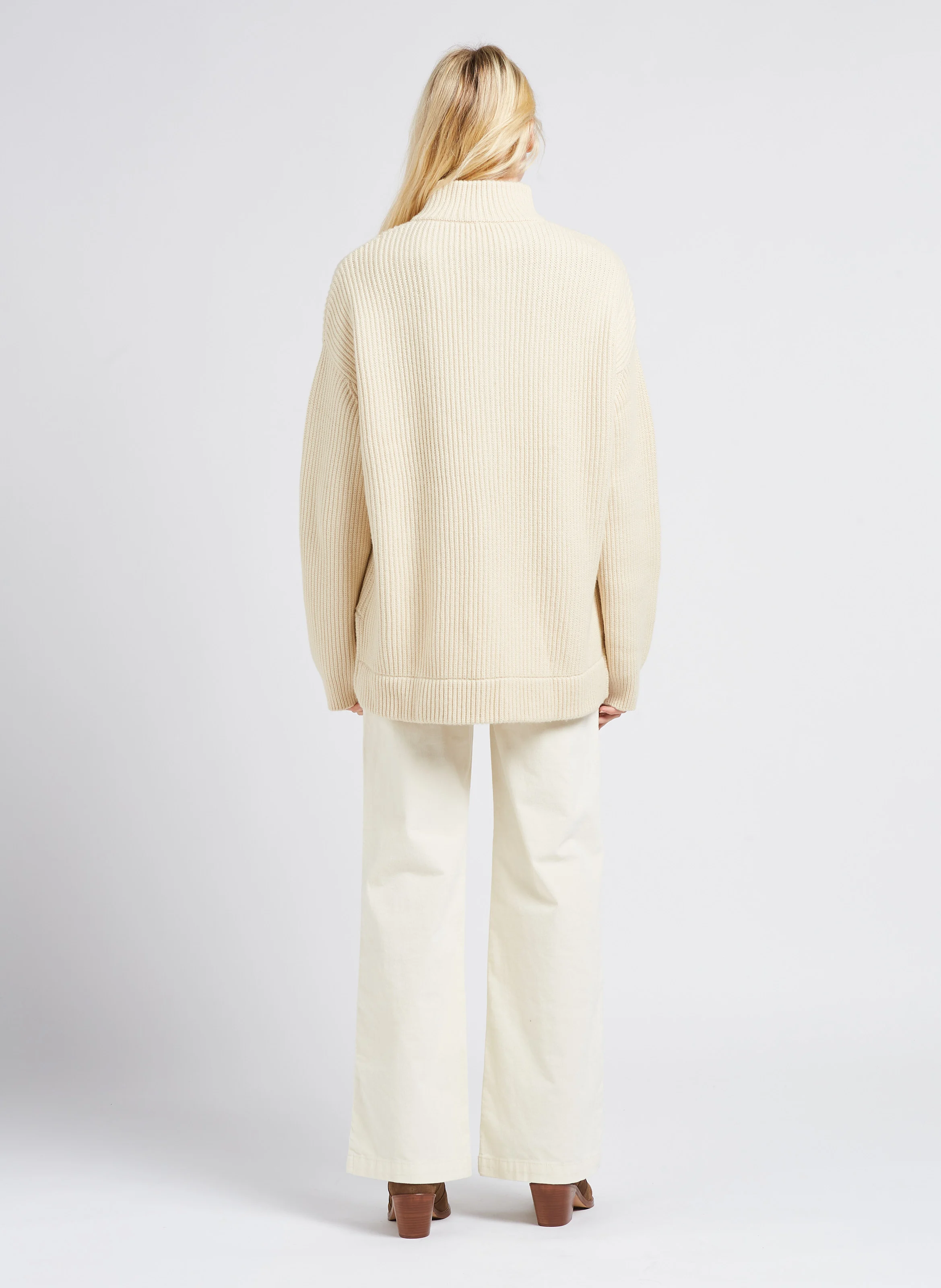 PULL ETOLE - Pull col montant zippé en laine mélangée | Blanc